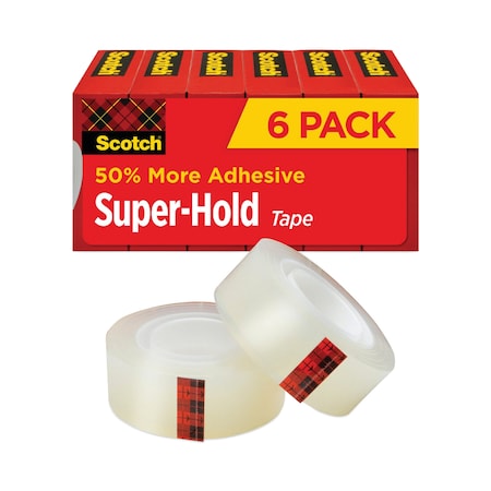 SCOTCH Super-Hold Tape Refill, 1" Core, 0.75" x 27.77 yds, Transparent, PK6 PK 700K6